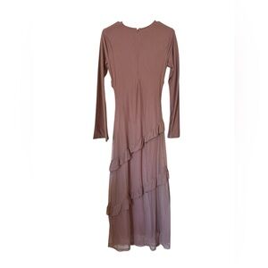 Elegant Light Mauve Long Sleeve Dress Veiled Collection Size Small